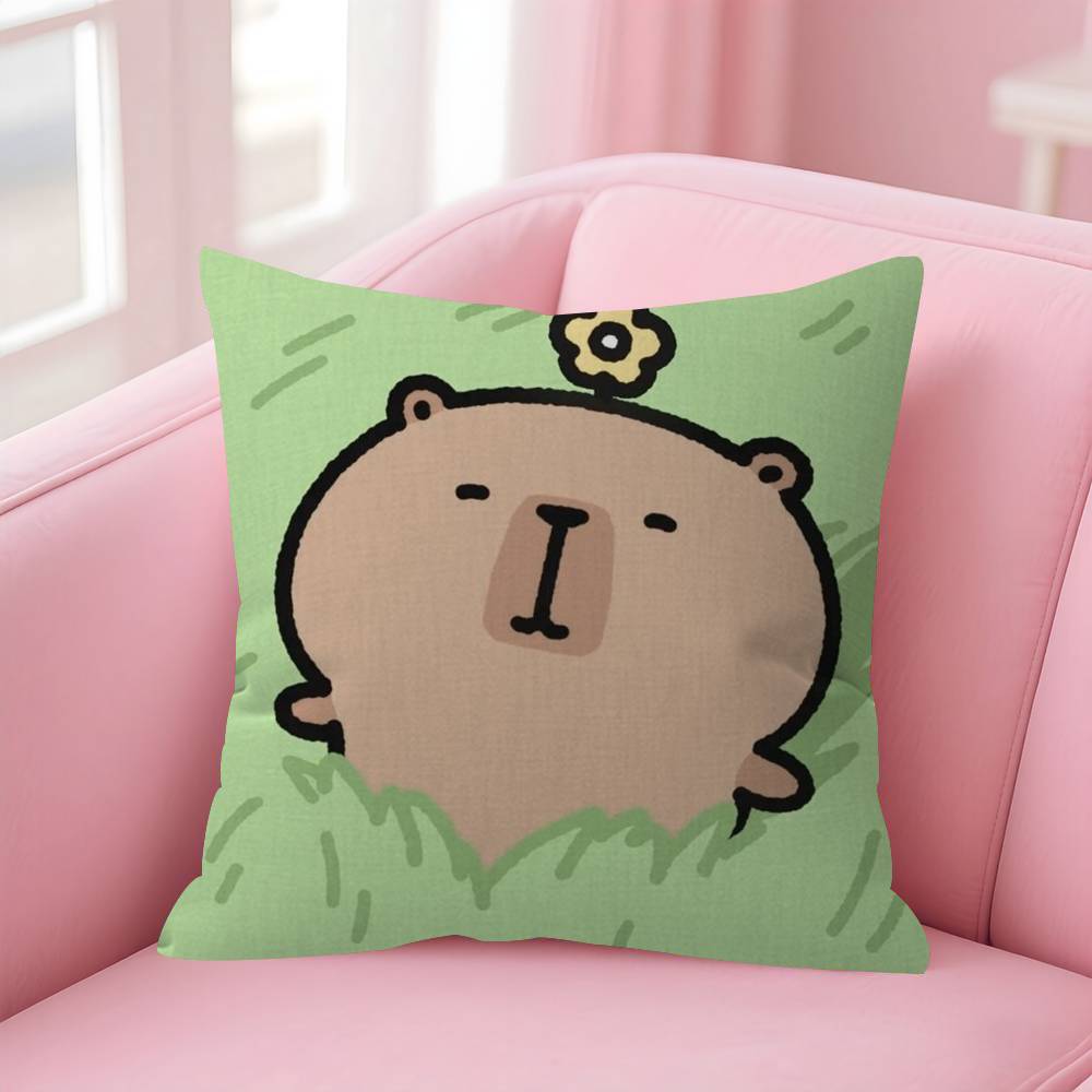 Anime CCapybara Cartoon Cute Pillow Cushion Cover Pillowcase Living Room Sofa Home Decor Customized