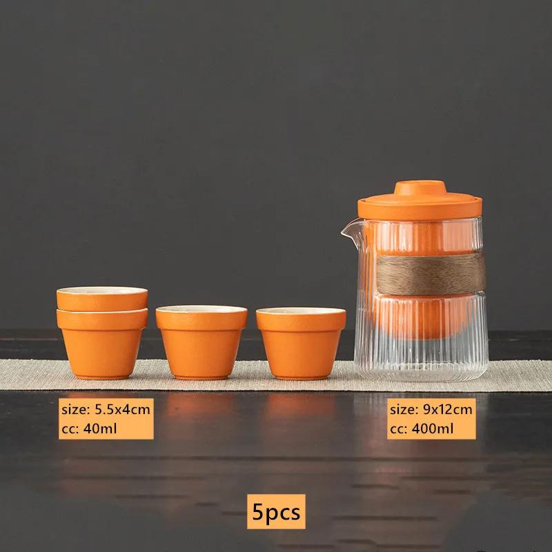 

Glass Travel Tea Set Portable Outdoor Camping Tea Infuser Exquisite Teapot and Cup Set Chinese Ceramic Beauty Teacup