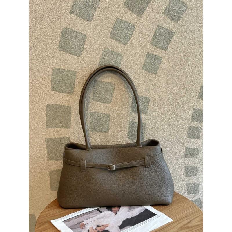 Genuine Leather Tote Bag With Lock Large Capacity Work Commuter Shoulder Women