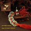 Red String Chinese Knot Copper Gourd & Five Emperors Coins Hanging Ornament for Home or Car