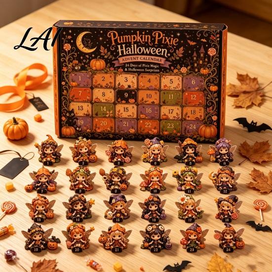 Calendario dell'Avvento di Halloween 2026 Conto alla Rovescia di 24 Giorni con Mini Figure Sorpresa Collezionabili Set di Giocattoli Fatati per Bambini Adulti Gadget per Feste da Tavolo