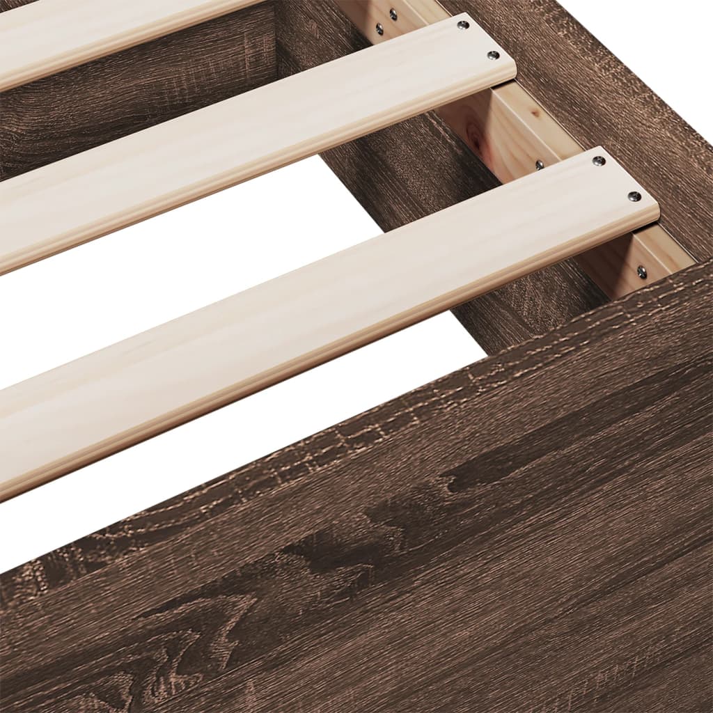 Bed Frame with Drawers Brown Oak Effect 75 x 190 cm