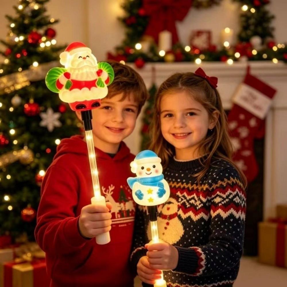 Snowman Handheld Glow Stick Tree Light Up Wand Christmas LED Glowing Stick Holiday Party