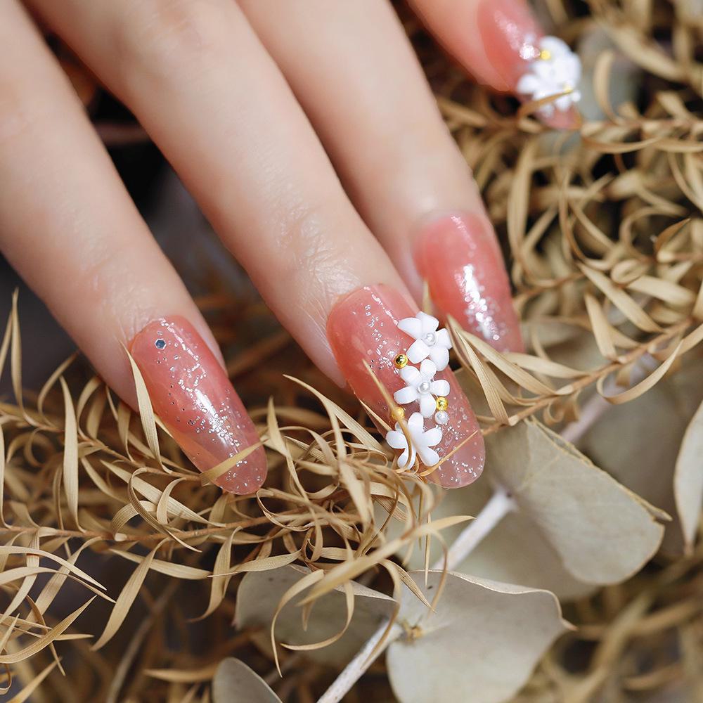 2021 White Resin 3D Five-Petal Flower Nail Art Accessories