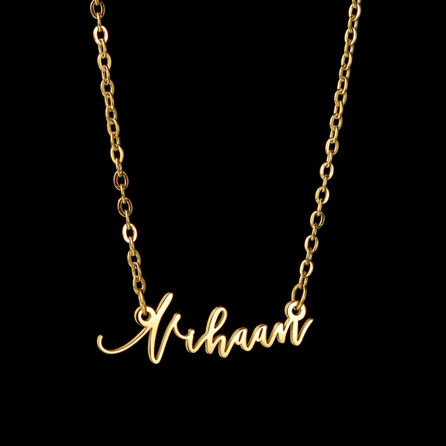 

Atoztide Custom Arabic English Name Necklace Bracelet Stainless Steel Jewelry Set For Women Men NK Chain Choker Christmas Gift Silver color&Send length
