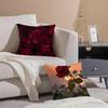Romantic Red Rose Floral Cushion Cover Pillowcase Short Plush Invisible zipper Room Sofa Cushion Cover