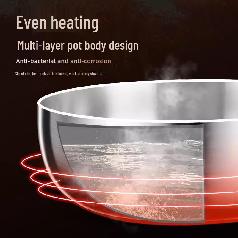 ZISIZ 316 Stainless Steel Flat-Bottom Frying Pan