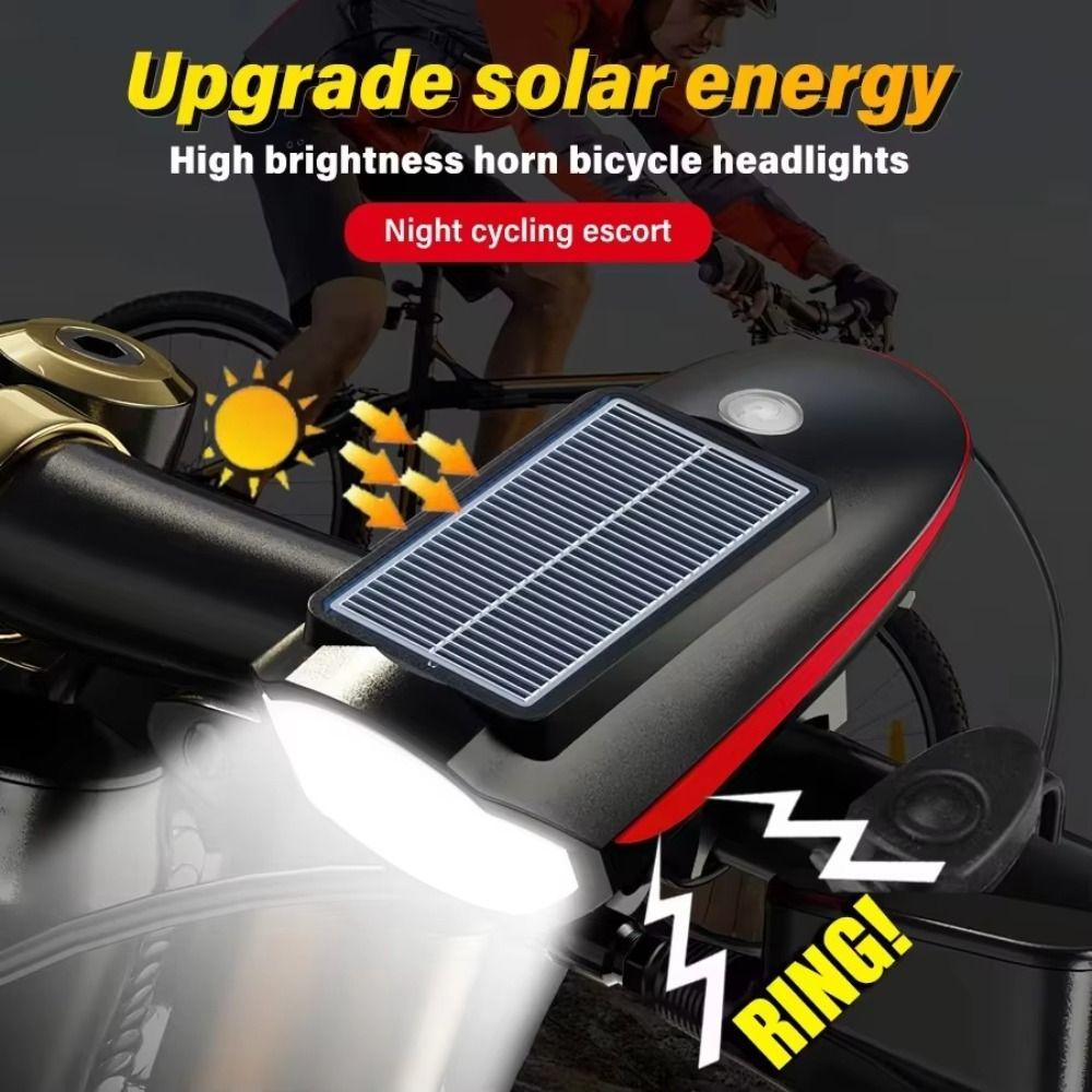 Waterproof Solar Bicycle Light 3 Modes LED Bike Front Lamp Portable Night Riding Lamp Camping