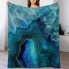 Teal Blue Agate Throw Blanket Summer Soft Decorative Beds Bed Linens Blankets