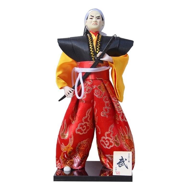 Traditional Japanese Samurais Dolls with Kimonos Figurine In Kimonos for Decoration