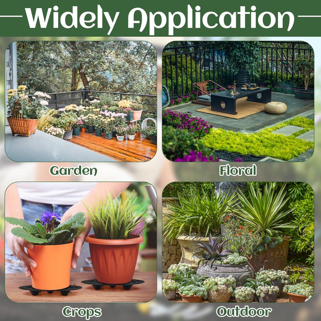 Plant Stands For Outdoors Heavy Duty Plant Level Pot Elevator 8'' 11'' Black Round Plastic Flower Stands Holder Risers For Garde