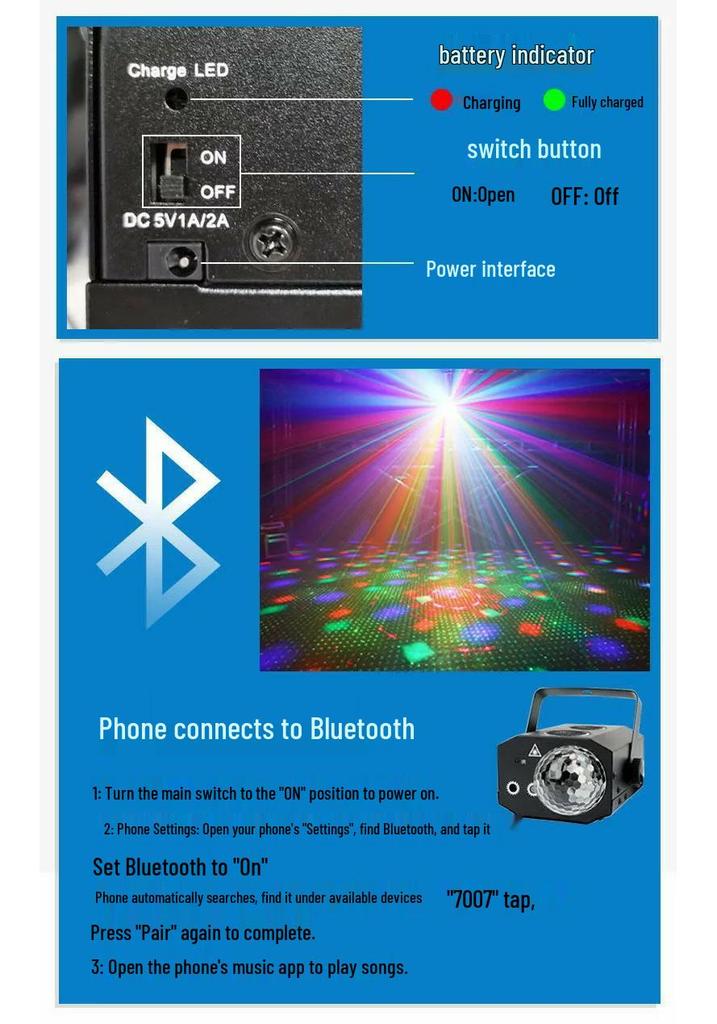 Bluetooth Laser Magic Ball Light with Flashing Stage Projection for KTV Bar