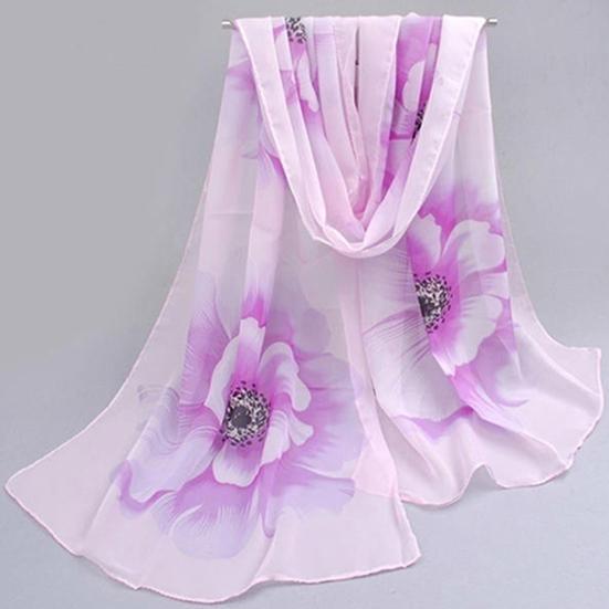 Scarf Floral Fashionable Chiffon Neckerchief Women Graceful Shawl for Dating