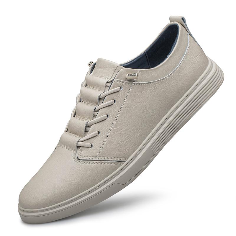 Brand Spring New Men's Fashion Lace Up Leather Shoes Trend 2024 Classics Casual Shoes All-match Sports Leather Men Low-top Shoes