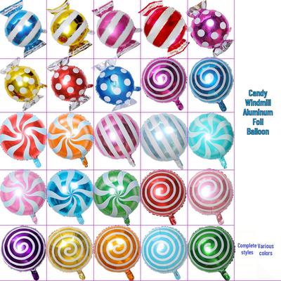 18-Zoll-Aluminiumfolien-Windrad-Ballon in Form eines Bonbons/Lutschers – Dekoration für Geburtstags- und Weihnachtsfeiern