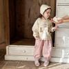 Korean Girls' Spring 2026 Cartoon Hoodie & Pants Two-Piece Set