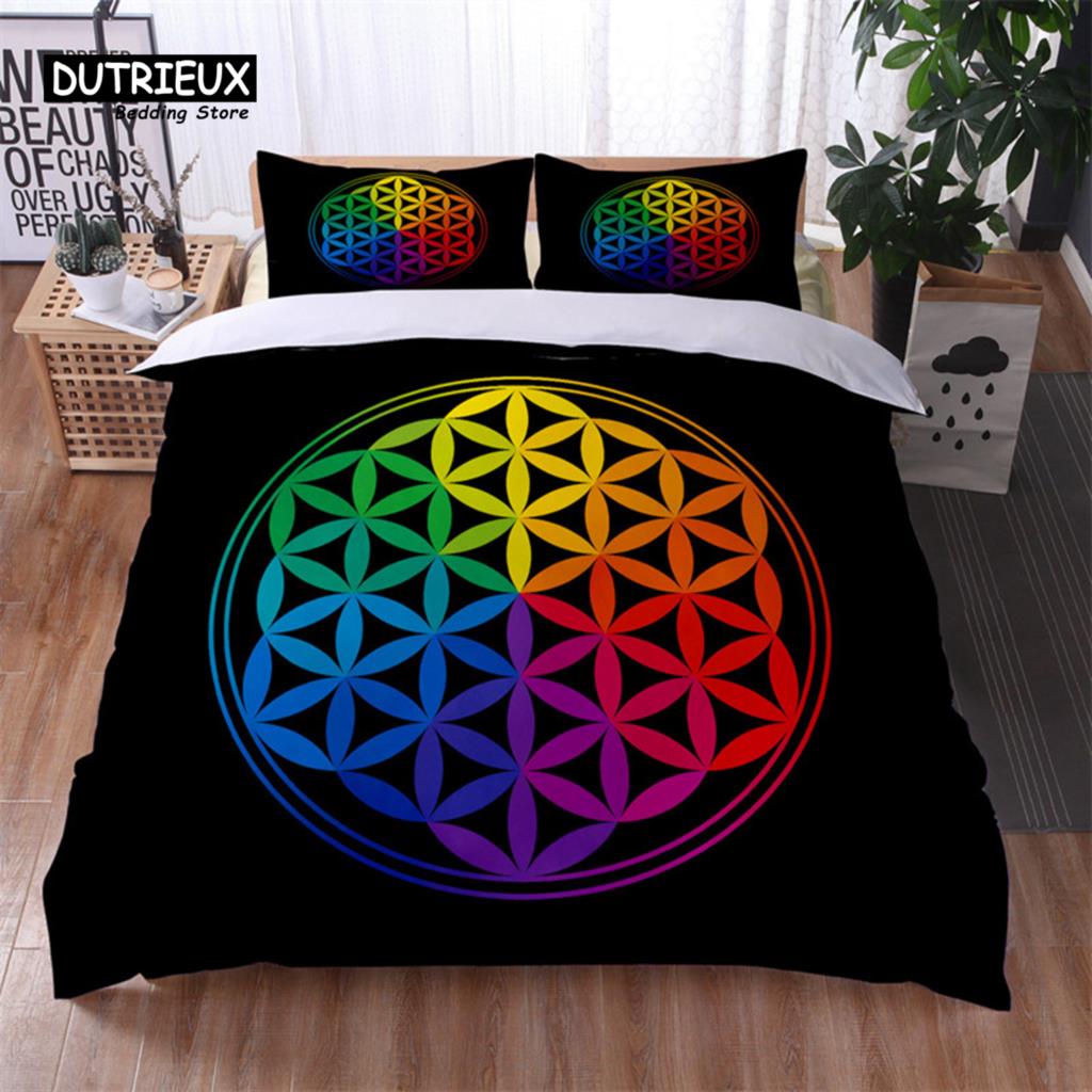 Bohemian Geometric Pattern Bedding Set Dragonfly Chic Mandala Floral Duvet Cover With Pillowcases For Kids Adults Bedroom Decor