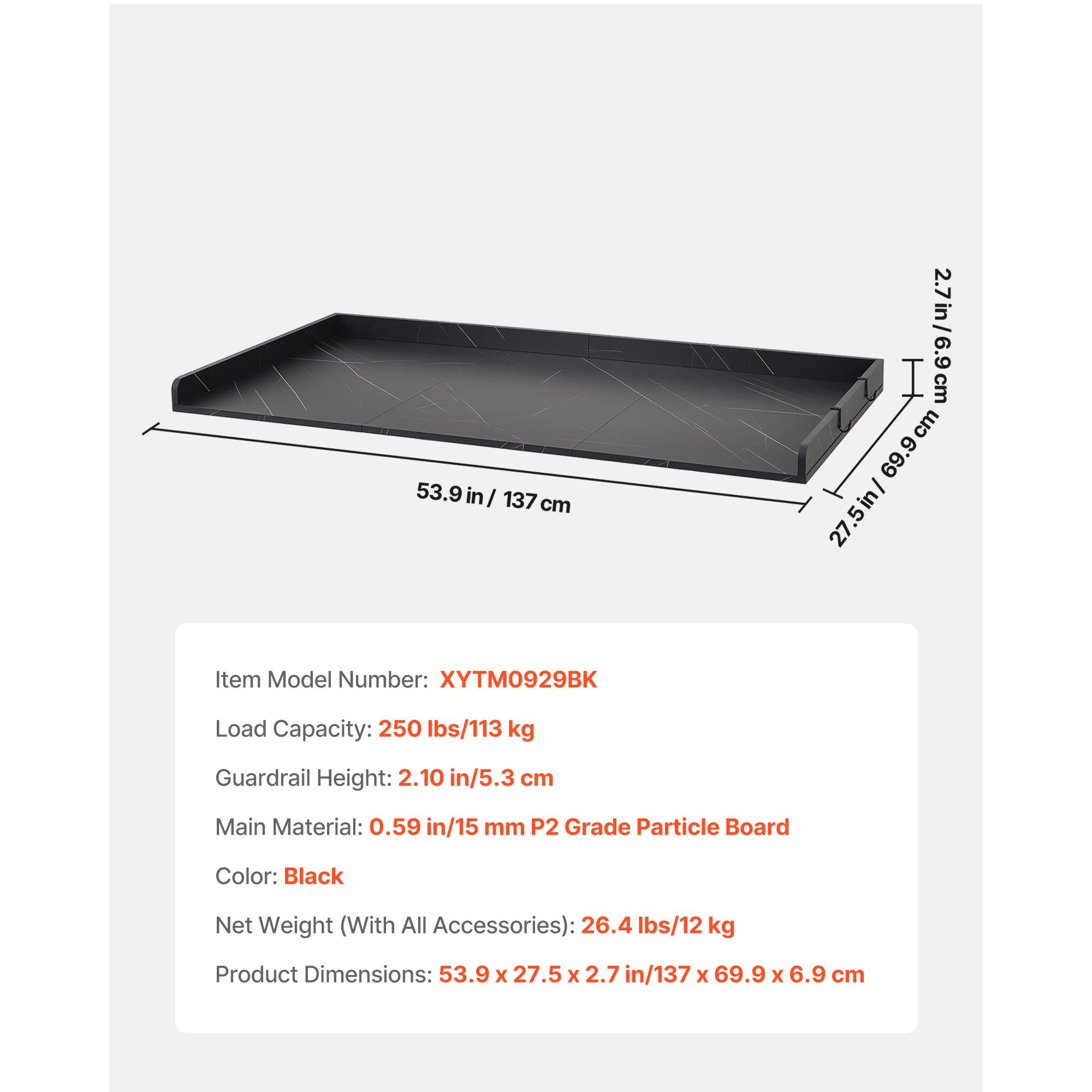 SucceBuy Столешница для стиральной и сушильной машины 137 x 70 см с бортиком и 2 крючками для шкафа для белья кладовой организации столешницы хранения Черная 20700₽