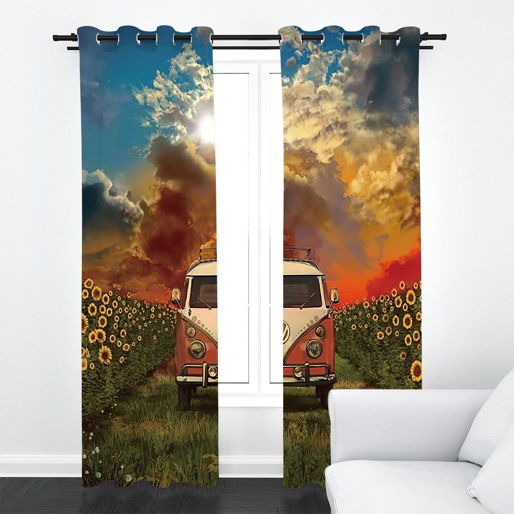 

Летняя серия скандинавский комический пейзаж масляная живопись стиль солнцезащитный занавес гостиная спальня балкон тонкая занавеска 100W130H(CM)40x51in&Grommet Top