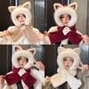 Windproof Hat Scarf Keep Warm Winter Plush Scarf Fox Ears Hooded Scarf for Women  Autumn Winter