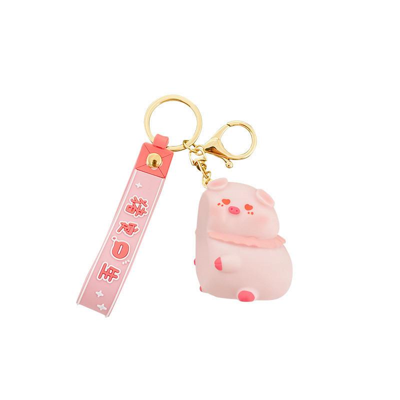Adorable Cartoon Pig Keychain Set Cute Pvc Key Ring For Couples And Friends