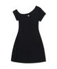 Emelbi Women'S Basic Off-Shoulder Shirred Ribbed Dress La (Black)