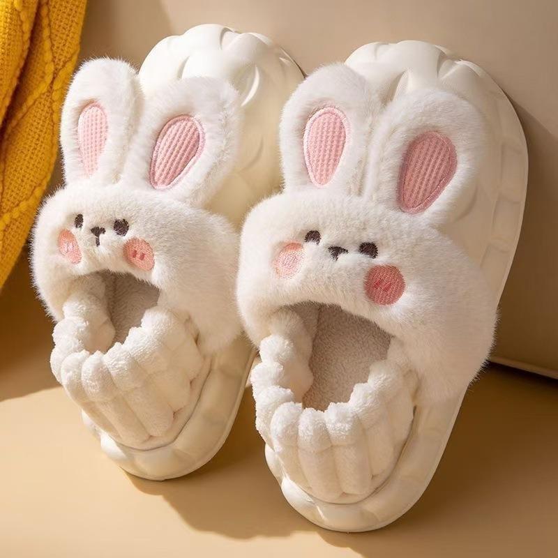 Cute rabbit winter cotton slippers home indoor removable and washable bag and cotton drag women's indoor warm plush cotton slippers