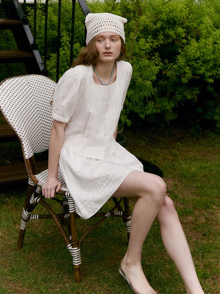 Mout Elastic Mini Skirt (Sand Ivory)