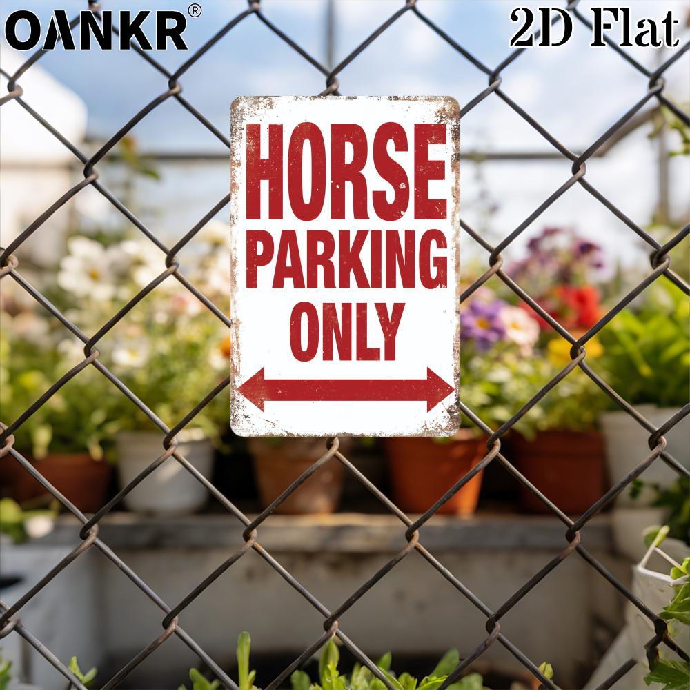 Vintage Warning Art Metal Tin Sign Horse Parking Only Metal Signs for Man Cave Garage Farm Bar Garden Home Wall Decor Plaque