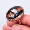 Black Onyx Gemstone Copper Eternity Statement New Electroformed Anniversary Ring V-55