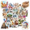 35pcs-50pcs Illustrative Landmark Stickers Artistic Architecture Travel Stickers Landmark Stickers For DIY Phone Laptop Laptop