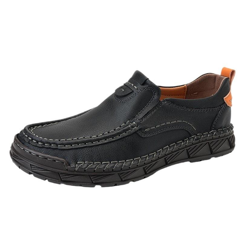 2025 New Men's Shoes Loafer Casual Shoes Outdoor Tooling Leather Shoes Spring Low-top Foot Stitching Handmade Shoes