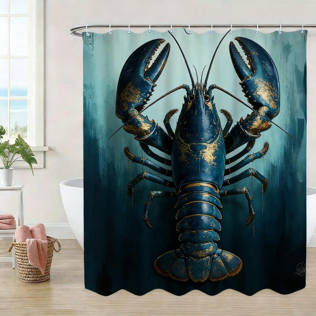 Ornate Gold Patterned Sea Turtle Underwater Waterproof Shower Curtain