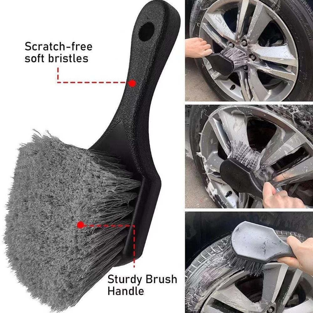 Heavy Duty Car Wash Brush Short Handle Automotive Detailing Tool  Tire Maintenance