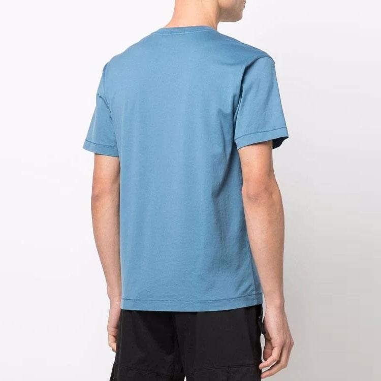 STONE ISLAND Short Sleeve T-Shirt Mid Blue Men Tops 761524113-V0046