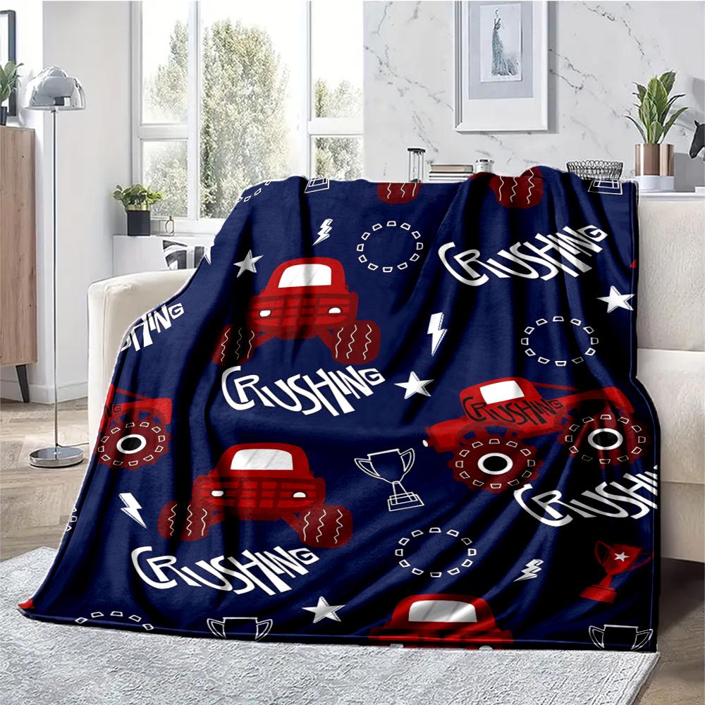 Truck Theme Printed Blanket - Perfect for Couch, Bed, Travel & Outdoor Use | Machine Washable, Cozy & Durable.