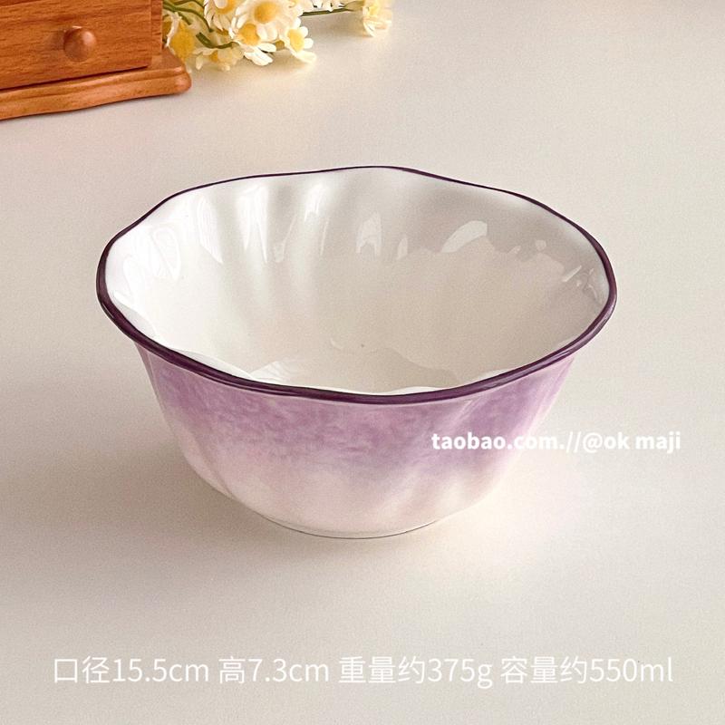

Столовая посуда Керамическая бытовая ретро Ins Стиль Градиент Фиолетовый Нестандартная Тарелка Чаша Комбинация Подходит для Кухни Хранения Торта