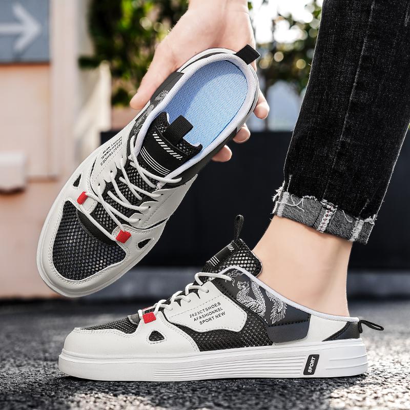 Men’s Sports Shoes Summer Backless Clogs Mules Casual Slippers Sneakers Students Sandals Over Sized