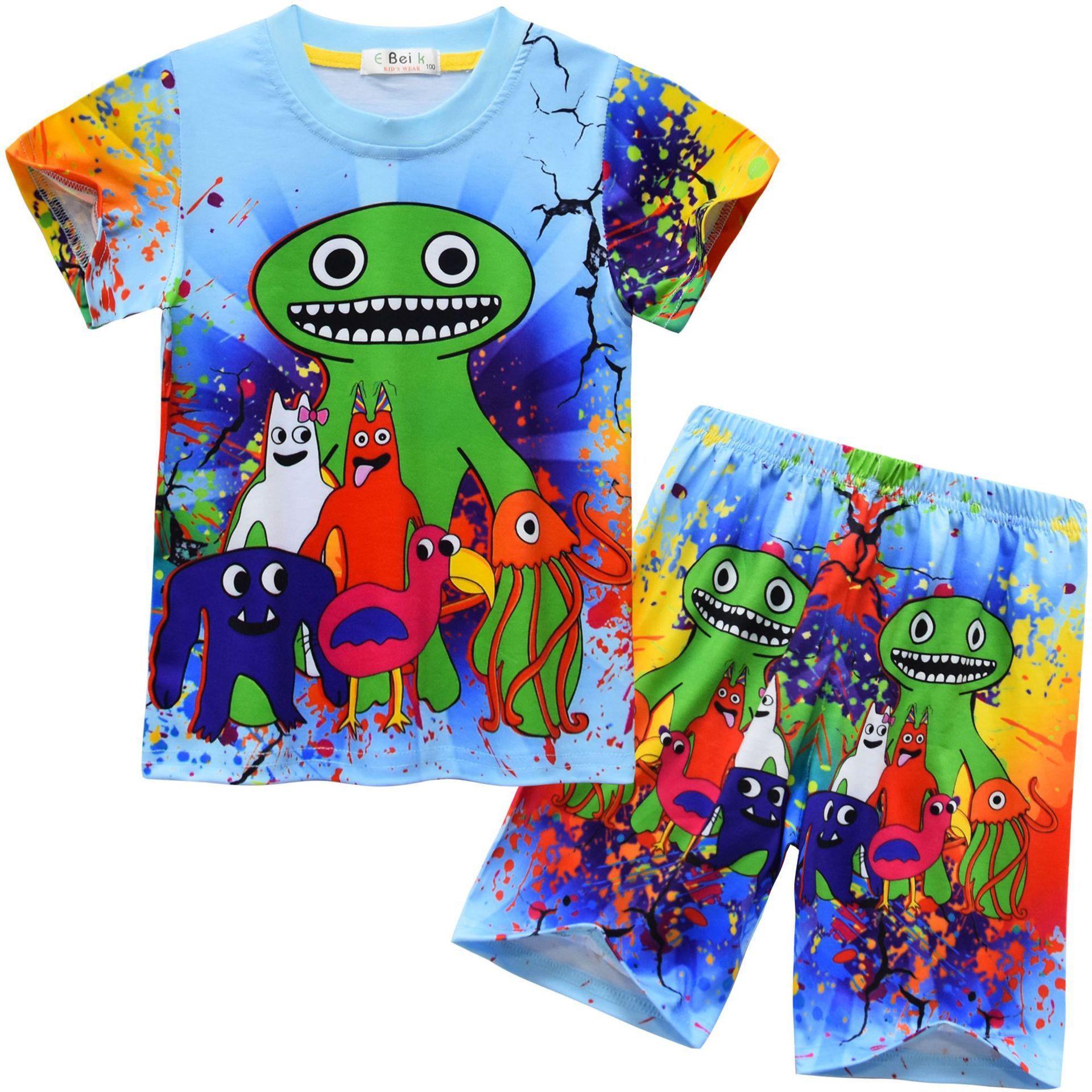 

Short Sleeves, Cartoon Digital Printing Clothing, Medium And Large Children S Short-Sleeved Loungewear Set 91099 110