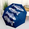 1pc Fish School Automatic Folding Umbrella Automatic Open/Close, 8-Rib Durable Frame, Compact Travel Umbrella Suitable042