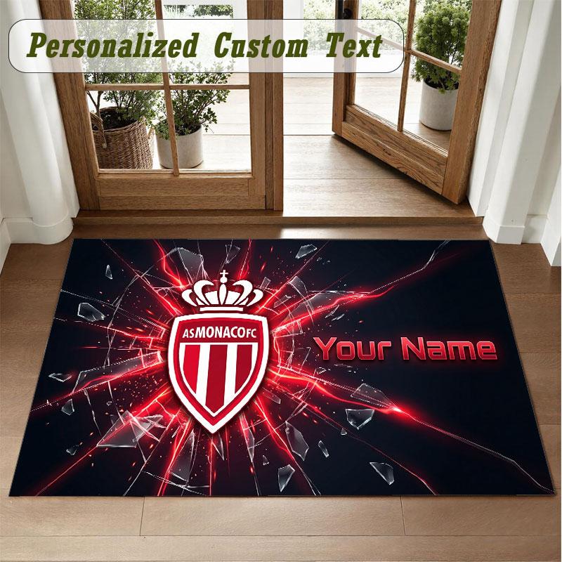 Crystal Velvet Square Rug Custom NameMonaco FC Pattern Non Slip Home Floor Decor Rug