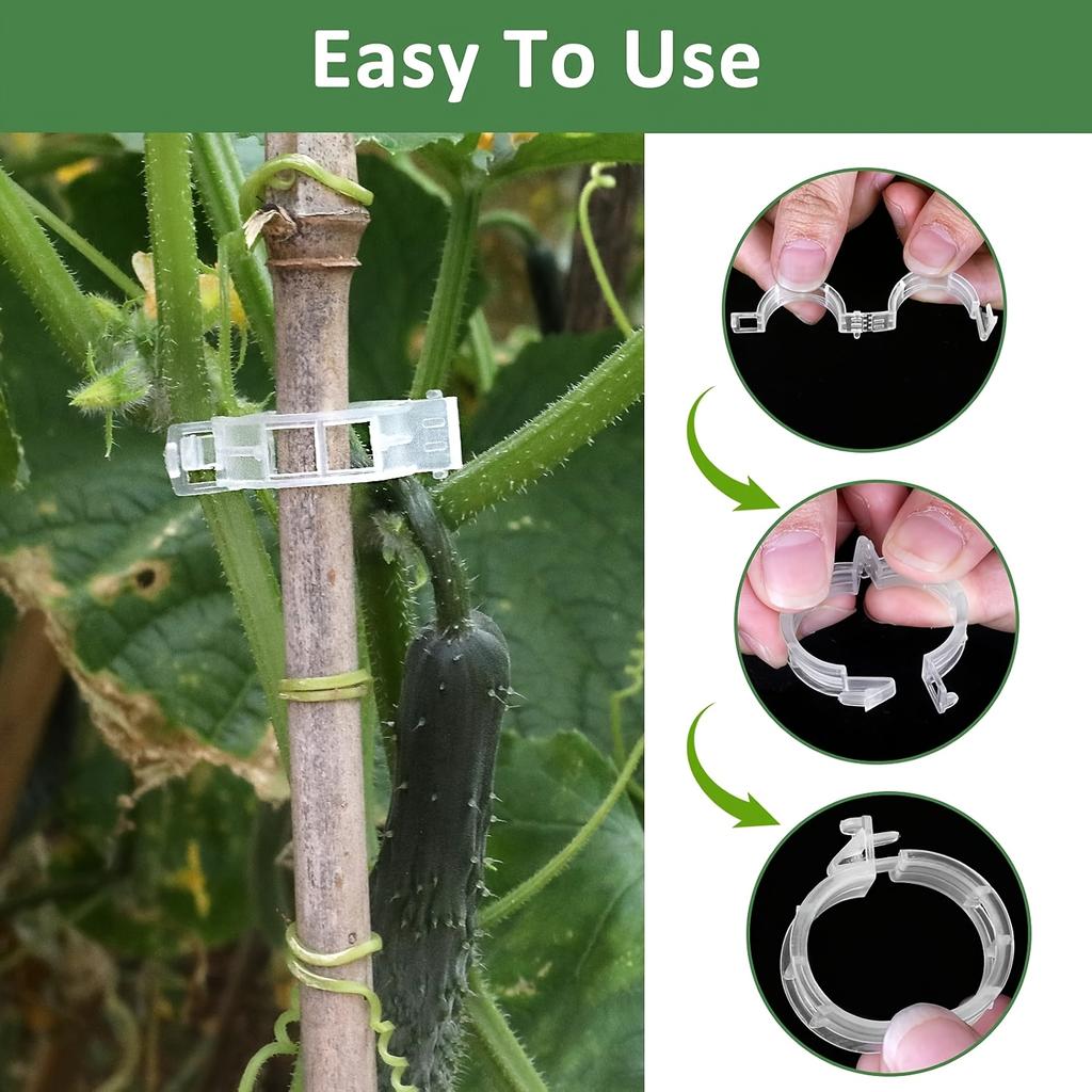 200 Stück Wiederverwendbare Pflanzenstützklemmen Tomatenrankenclips Garten Gemüse Gitter Rankhilfe Clips