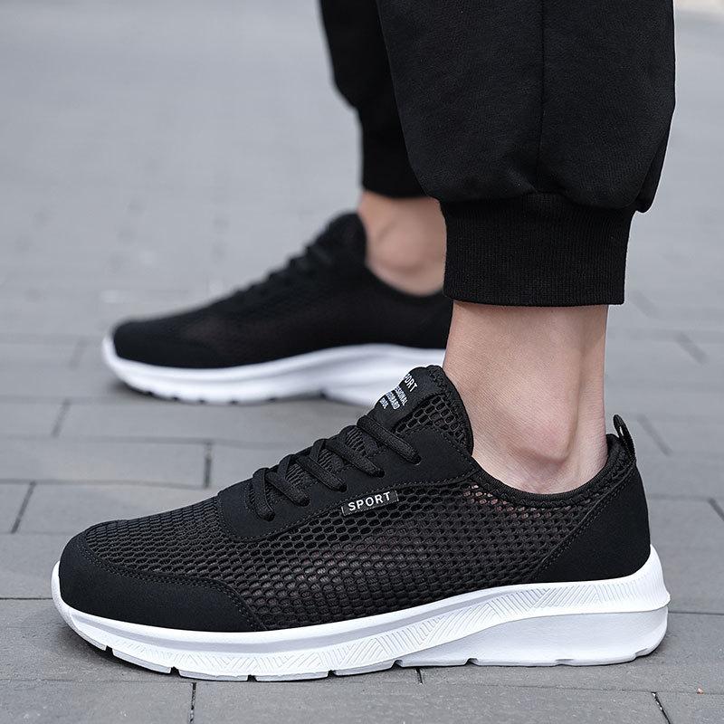 Large Size Men's Shoes Summer New Hollow Casual Sports Shoes Breathable Running Travel Walking Shoes