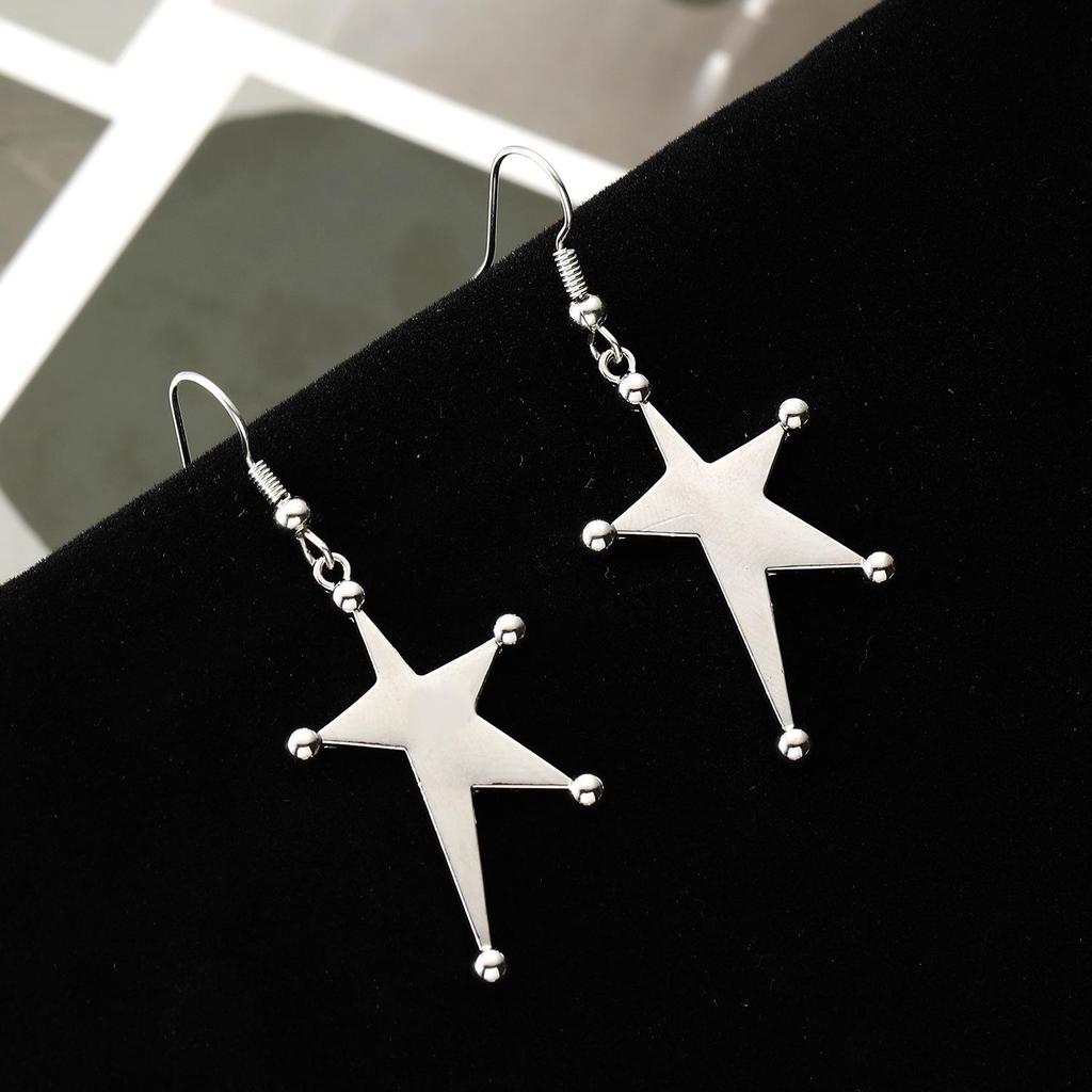 Trendy 2024 Summer Star Cross Earrings for Women - Sweet, Cool, and Spicy Style