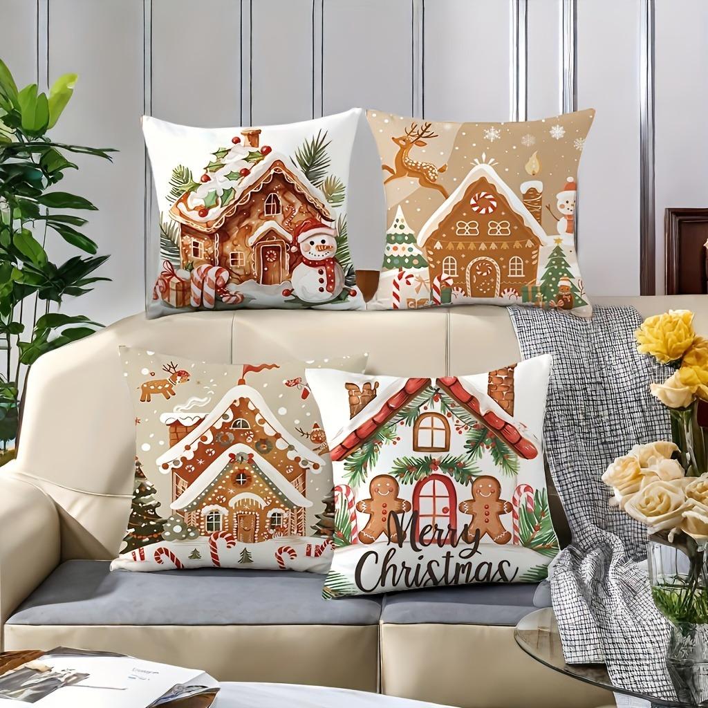 Christmas Gingerbread Hut Pillowcase Merry Christmas Decoration Sofa Cushion Suite Room Home Decoration New Year Gift