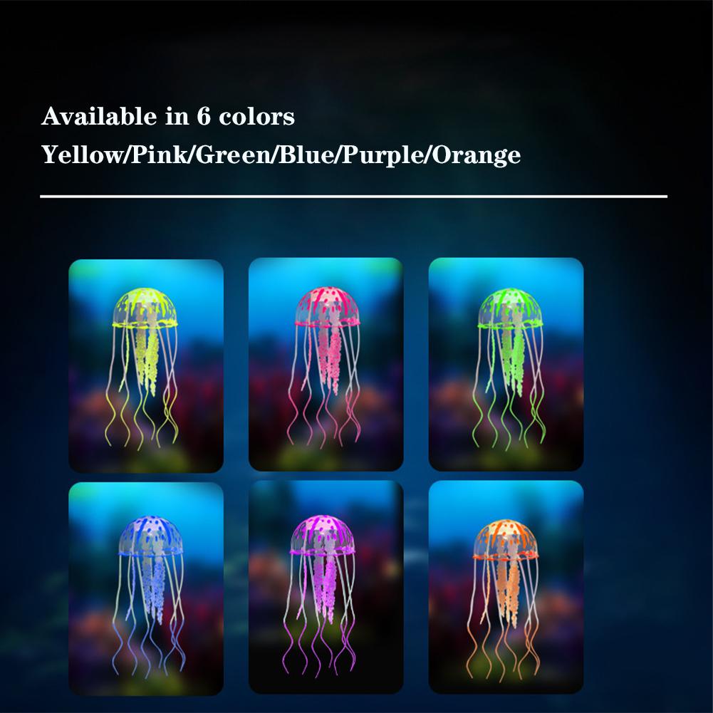 2 PCS Jellyfish Fish Tank Decorations, Soft Silicone Simulation Jellyfish Ornament With Vacuum Suction Cup, Fish Tank Jellyfish Glow Decorations For F