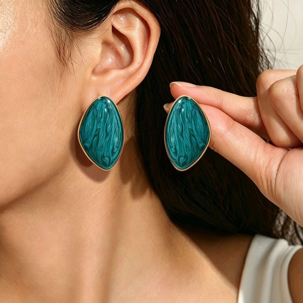 Geometric Oil Drop Design Metal Three-dimensional Earrings Versatile High-end and Elegant Earrings for Women