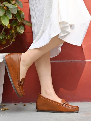 Shoetopia Women S Loafers Tan, 8 Uk 8 UK