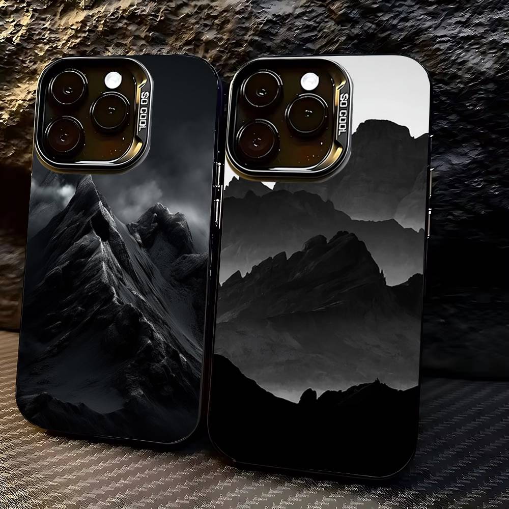 Black Mountain INS Design Phone Case For iPhone 17,16,15,14,13,12,11,Pro,Max,Plus Shockproof Cover