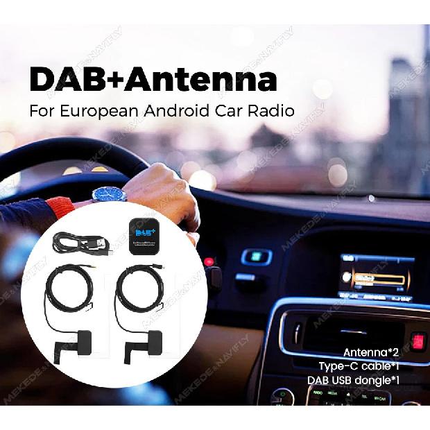 MEKEDE Dual Antenna DAB+ Adapter for EU Digital Radio Universal Android Car Radio Navigation Type-C MCX SMA SMB Interface